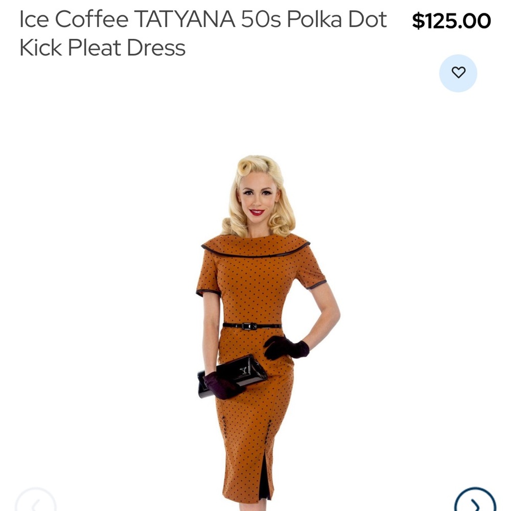 Tatyana 1940s Vintage Pinup Iced Coffee Elegant Brown with Black Polka Dot Dress